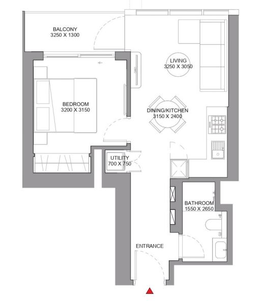 Flr Plan 1 BHK Type A