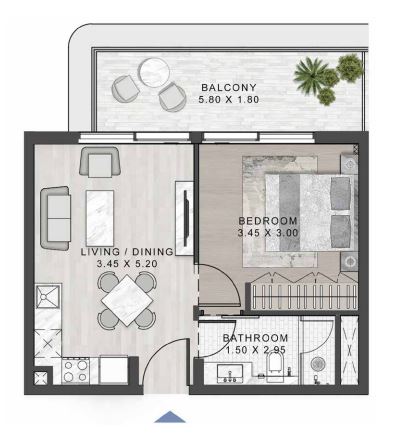 Flr Plan 1bhk Type A1