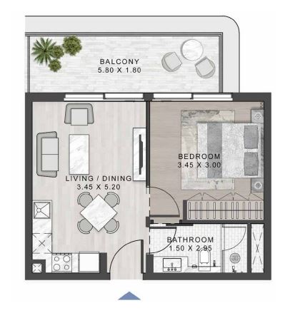 Flr Plan 1bhk Type A2