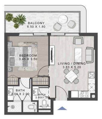 Flr Plan 1bhk Type B1