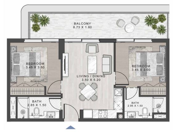 Flr Plan 2bhk Type A3