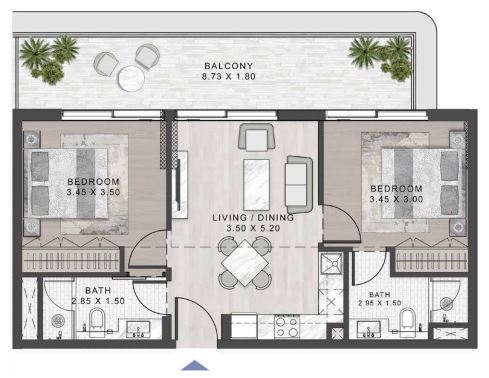 Flr Plan 2bhk Type A4