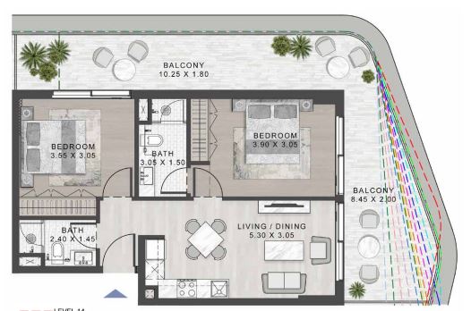 Flr Plan 2bhk Type B2