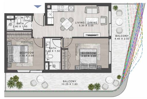 Flr Plan 2bhk Type B3